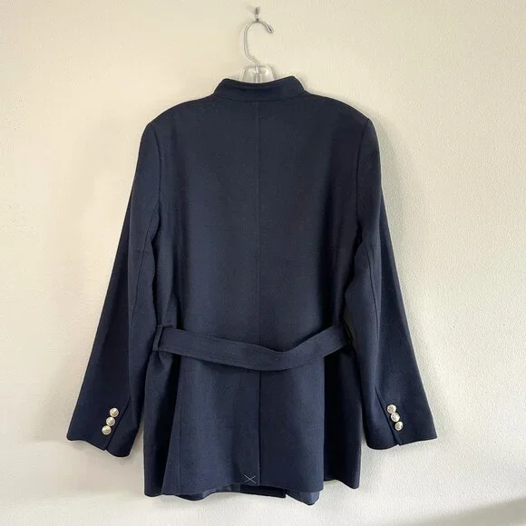 Talbots Navy Wool Blend Belted Timeless Classic Blazer Jacket - Picture 7 of 12